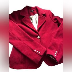 Karen Kane lined  wool red jacket excellent contain size 6 see pics beautiful